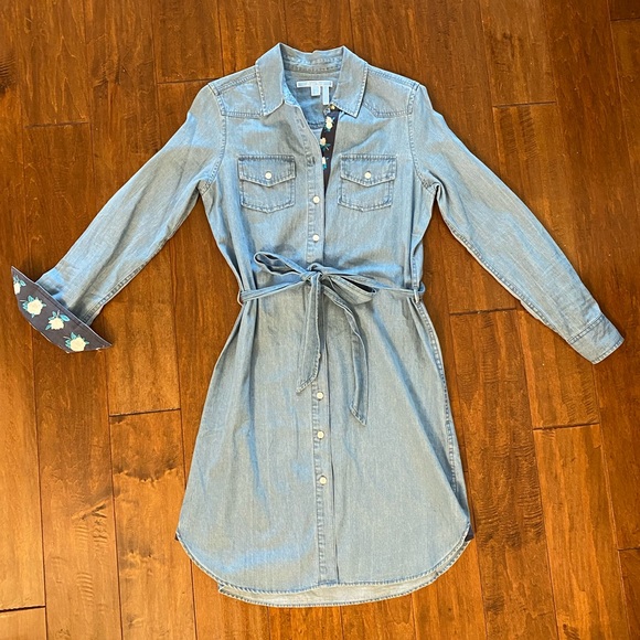 Draper James Chambray Denim Shirt Dress Sz 4 - Picture 5 of 16